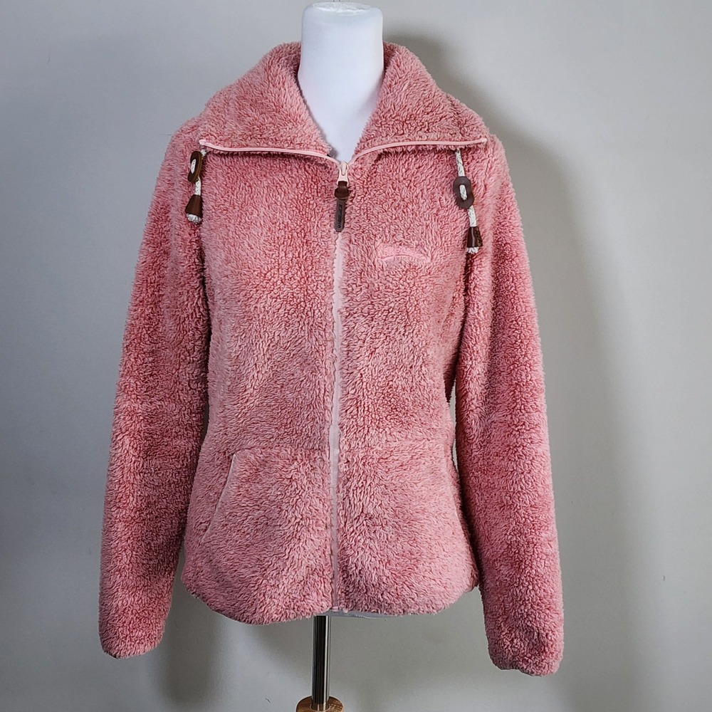 Icepeak Teddy Bear Fleece Jacket Womens Medium Pink Outdoor Cozy Soft Sherpa